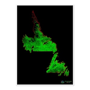Neufundland und Labrador - Waldbedeckungskarte - Fine Art Print
