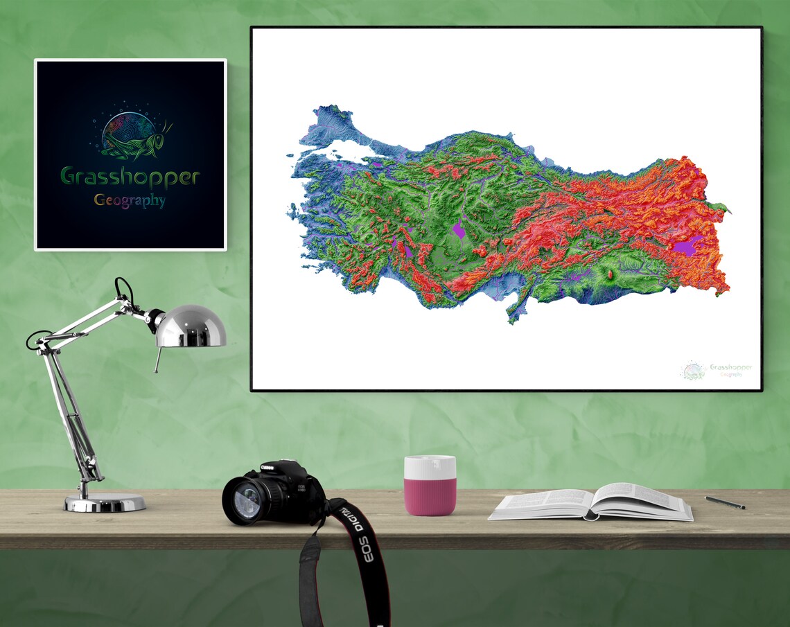 Elevation Map of Turkey high Resolution Digital Print Map Etsy
