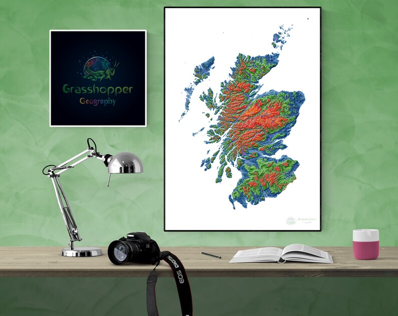 Elevation Map of Scotland high Resolution Digital Print Map Etsy