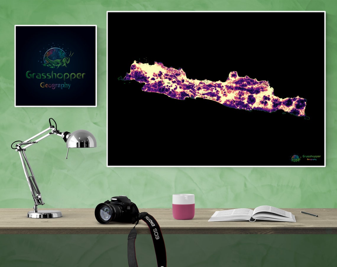 Population Density Heatmap of Java high Resolution Digital - Etsy