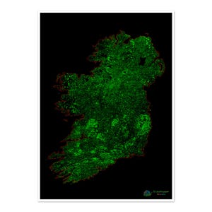 Die Insel Irland - Waldbedeckungskarte - Fine Art Print
