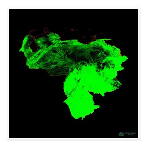 Venezuela - Waldbedeckungskarte - Fine Art Print