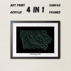 Iowa - River basin map, pastel colours - Wall Art