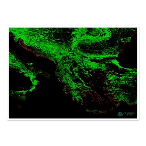 Die Balkan - Waldbedeckungskarte - Fine Art Print