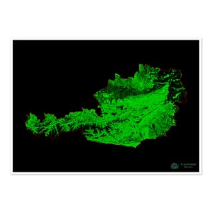 Österreich - Waldbedeckungskarte - Fine Art Print