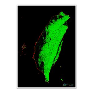 Taiwan - Waldbedeckungskarte - Fine Art Print
