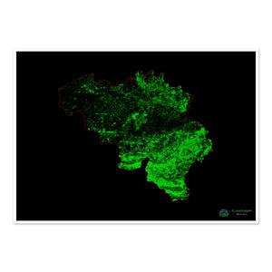 Belgien - Waldbedeckungskarte - Fine Art Print