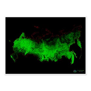 Russland - Landkarte der Waldbedeckung - Fine Art Print