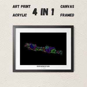 Java - River basin map, rainbow colours - Wall Art