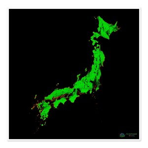 Japan - Waldbedeckungskarte - Fine Art Print
