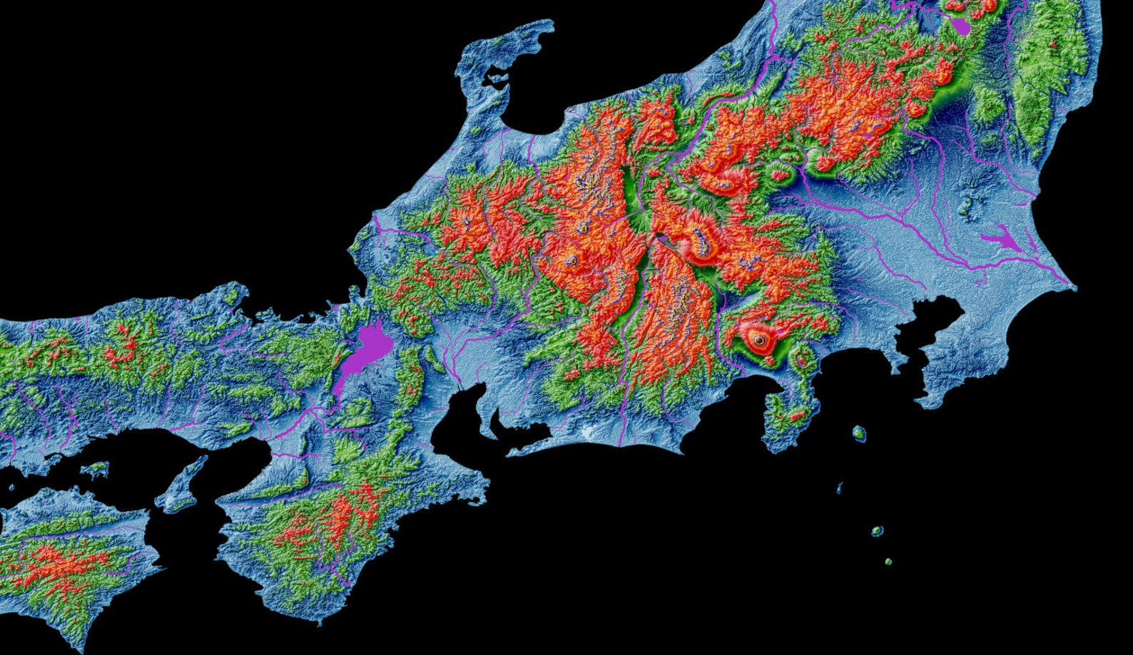 Elevation map of Japan high resolution digital print map Etsy