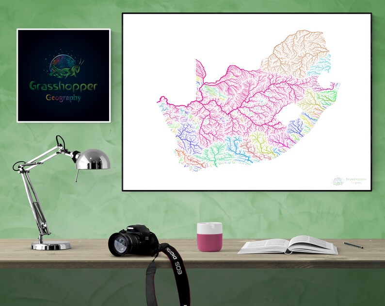 River Basins of South Africa in Rainbow Colours high Etsy