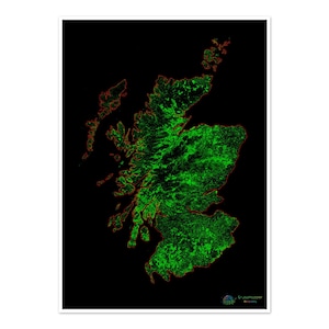 Schottland - Waldbedeckungskarte - Fine Art Print