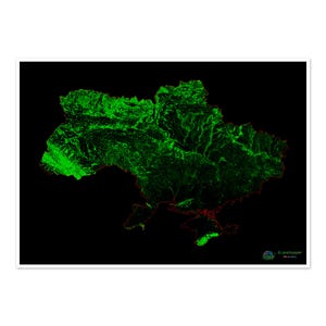 Ukraine - Waldbedeckungskarte - Fine Art Print
