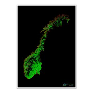 Norwegen - Waldbedeckungskarte - Fine Art Print