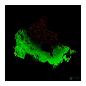 Kanada - Waldbedeckungskarte - Fine Art Print
