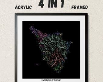 Tuscany - River basin map, pastel colours - Wall Art