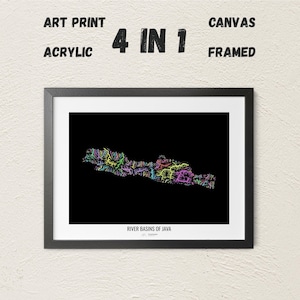 Java - Flusslandkarte, pastellfarben - Wandbild