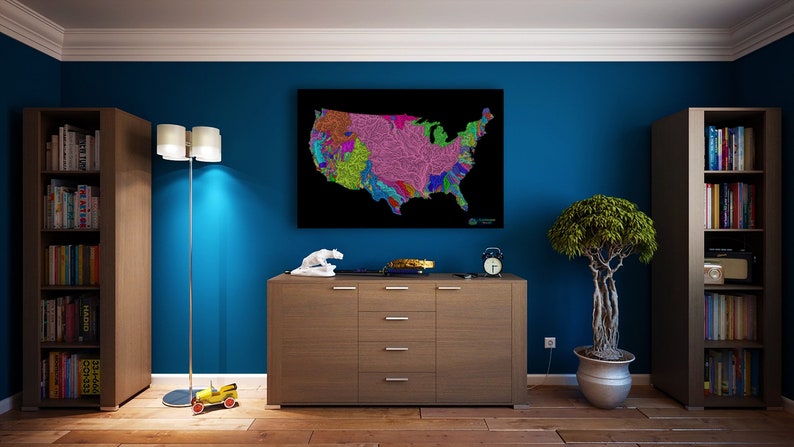 River basins of the US in rainbow colours high resolution image 2