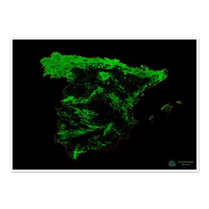 Spanien - Waldbedeckungskarte - Fine Art Print