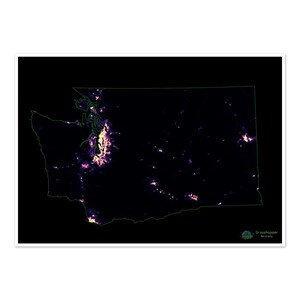 Washington - Heat Map Bevölkerungsdichte - Fine Art Print