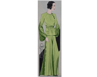 An elegant loungewear pyjama from 1932, ready-made printable pattern
