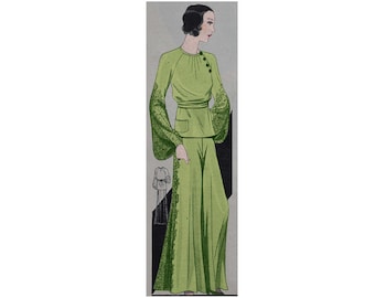 Un elegante pijama loungewear de 1932, patrón imprimible confeccionado