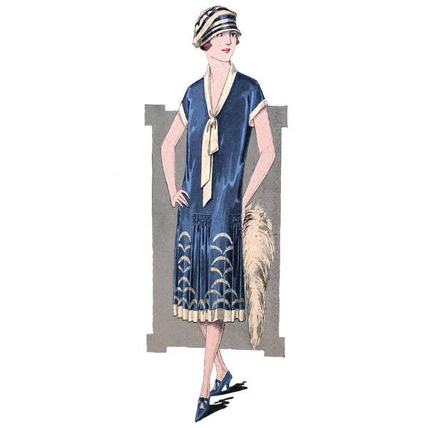 An elegant 1920's summer dress, printable, ready to use pattern