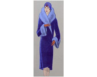 An elegant 1920's winter coat, ready-made printable pattern