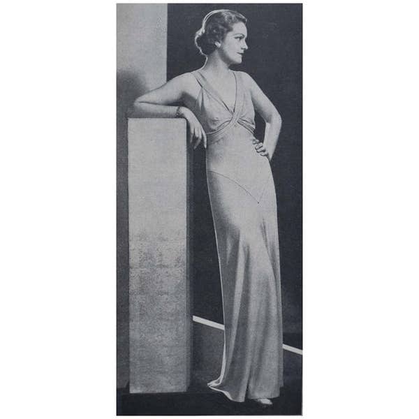 A glamorous 1930's evening dress, printable ready-made pattern