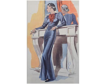 A glamorous 1930's evening dress, ready-made printable pattern