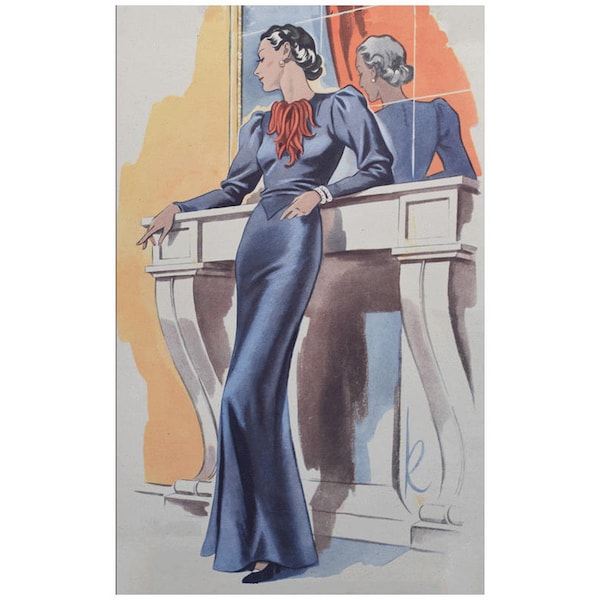 A glamorous 1930's evening dress, ready-made printable pattern