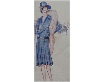 Un atractivo vestido de primavera o verano de los años 20, patrón imprimible confeccionado