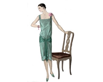 Un sencillo vestido de noche de los años 20, patrón imprimible ya confeccionado