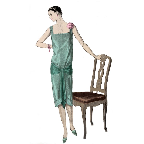 An easy 1920's evening dress, ready-made printable pattern