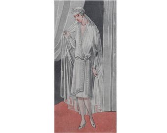 Un hermoso vestido de novia de los años 20, patrón imprimible confeccionado