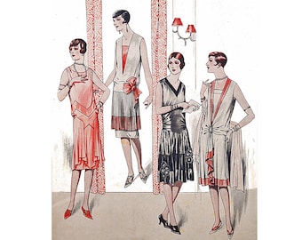 4 ravishing 1920's evening dresses, ready-made printable patterns