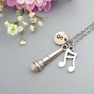 Microphone Necklace, Music gift, Music jewelry, Singer necklace  (M2.3)