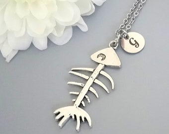 Fish Bone Personalized Necklace, Mens necklace, Necklace for men, Beach necklace (N5)