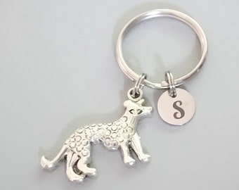 Wolf Keychain: Animal Lover Gift with Initial Charm  (K65)