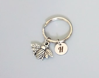 Llavero personalizado con inicial de abeja (K35)