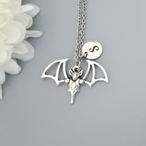 Personalized Bat necklace, Goth Jewelry, Vampire Bat Gothic  Necklace, halloween jewelry (A40)