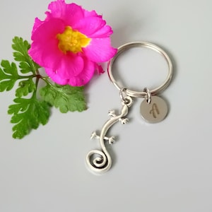 Tiny Personalized Lizard Key Chain, Salamander Gecko boyfriend gift