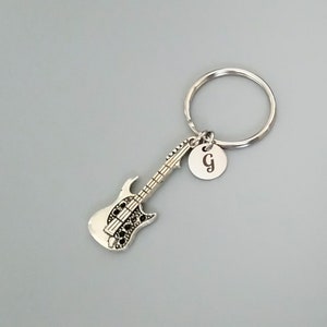 Personalized Silver Guitar Keychain: Music Gift (K26)