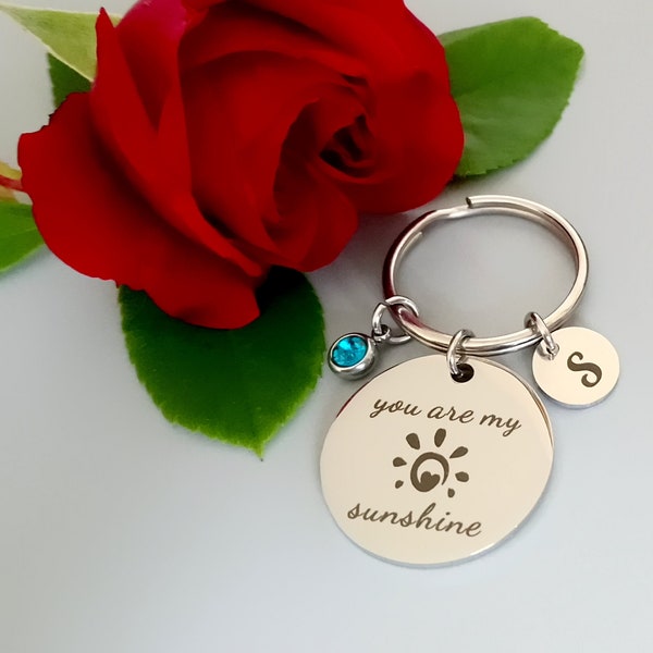 You are my sunshine key ring, personalized gifts  for her, girlfriend valentine gift