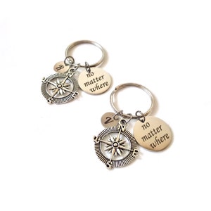 Set of 2 No Matter Where Couple Best Friends Keychain