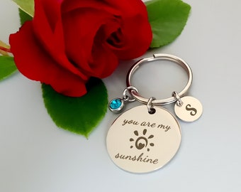 You are my sunshine key ring, personalized gifts  for her, girlfriend valentine gift