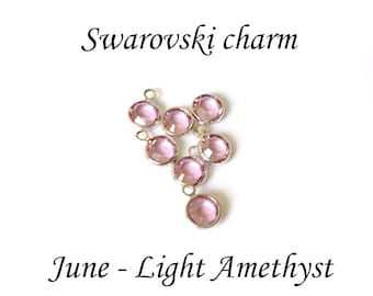 JUNE Light Amethyst, Swarovski Crystal  Channel Charm