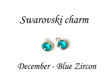 DECEMBER Blue zorcon, Swarovski Crystal Channel Charm