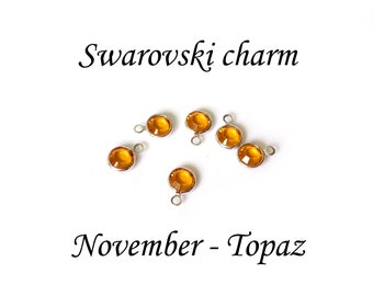 NOVEMBER Topaz, Swarovski Crystal  Channel Charm